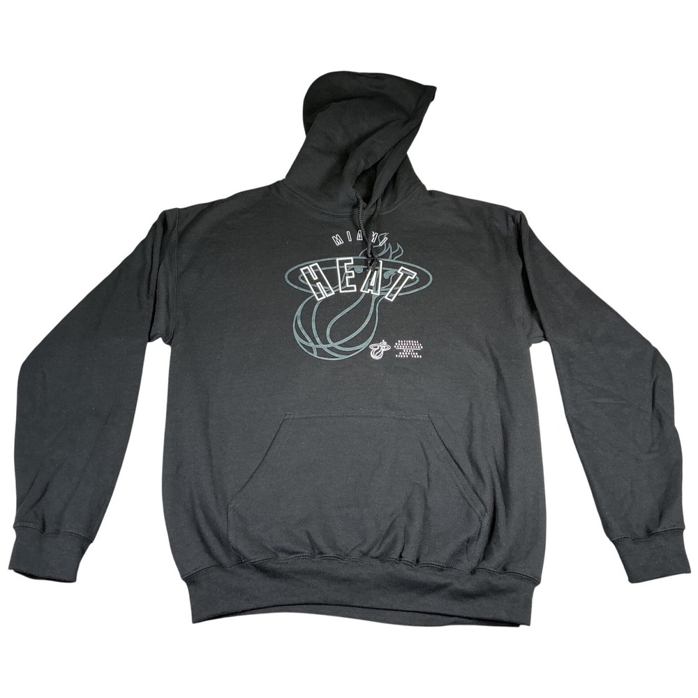 NBA Miami‎ Heat Mens Medium Black Pullover Fleece Graphic Hoodie NWOT